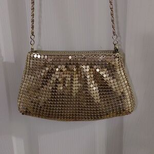 NWOT Gold Metal Sequinned Evening Y&S Clutch Bag, Small but Glam!